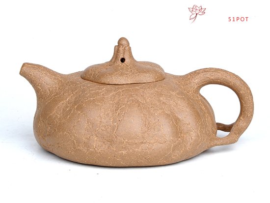 紫砂壶图片：扁树瘿供春壶  容量：350CC  泥料：本山绿泥 - 美壶网