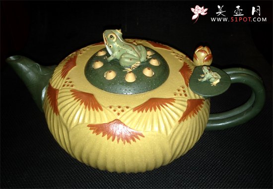紫砂壶图片：青蛙莲花壶 - 美壶网