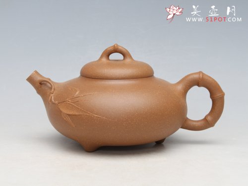 紫砂壶图片：竹节 原矿团泥 3... - 美壶网