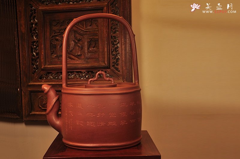 紫砂壶图片：圆竹提梁壶 - 美壶网