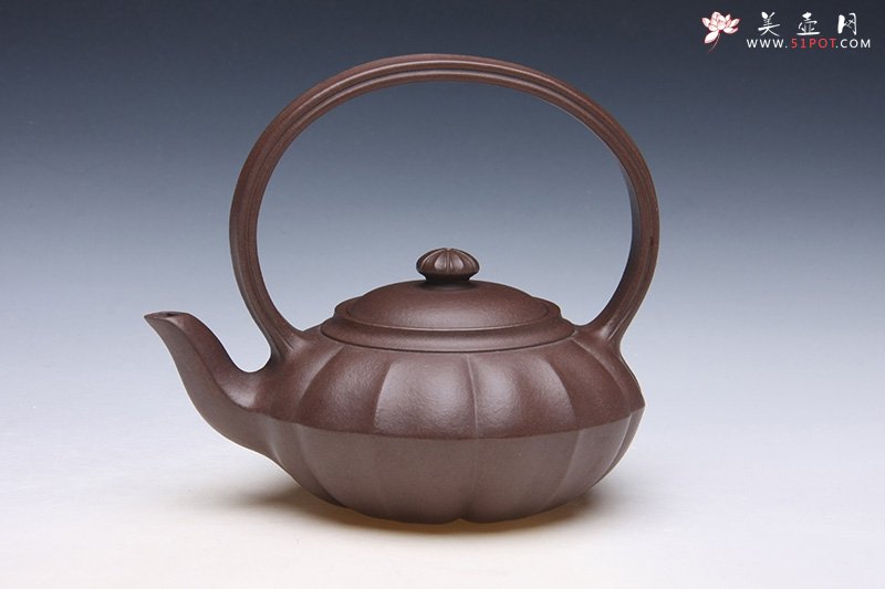 紫砂壶图片：菱花提梁 - 美壶网