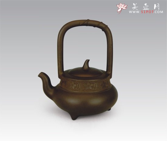 紫砂壶图片：瓜韵提梁 - 美壶网