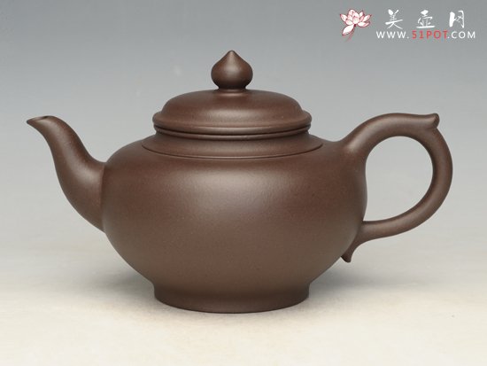 紫砂壶图片：笑樱  泥料：紫泥 容量：500cc - 美壶网