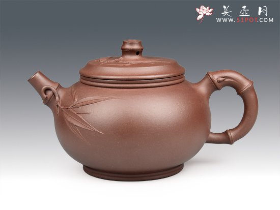 紫砂壶图片：双线圆竹 - 美壶网