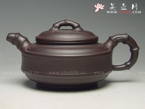 紫砂壶图片：双线足鼓 - 美壶网