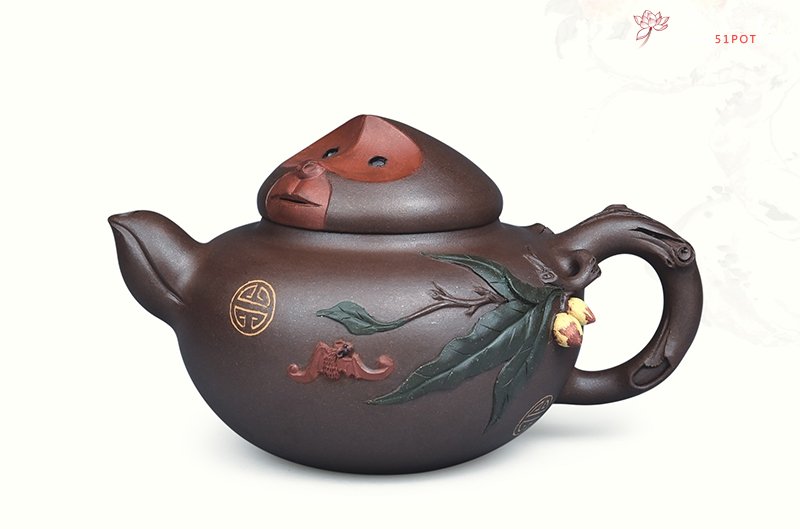 紫砂壶图片：十二生肖之 灵猴献寿 - 美壶网