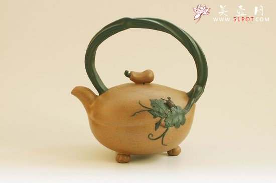 紫砂壶图片：金瓜提梁 - 美壶网